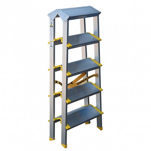 Стремянка двухсторонняя Alumet ASD 5205, алюминиевая, 2 x 5 ступеней, 1,16 м фото