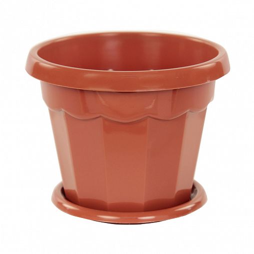 Горшок для цветов Альтернатива Гармония, с поддоном, 0,7 л, коричневый фото