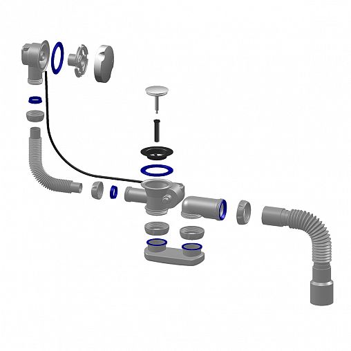 Сифон для ванн Unicorn, 1 1/2" x 40 мм, регулируемый, автоматический, с круглым переливом фото