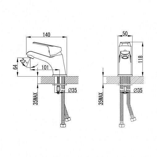 Смеситель для раковины с коротким изливом Milardo Nelson NELSB00M01, однорычажный, хром фото
