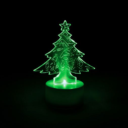 Свеча чайная светодиодная Vegas Елочка, на батарейке, 6 x 8 см, зеленая фото Свеча чайная светодиодная Vegas Елочка, на батарейке, 6 x 8 см, зеленая фото