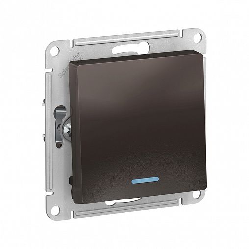 Выключатель 1-клавишный Systeme (Schneider) Electric Atlasdesign, встраиваемый, с подсв., мокко фото