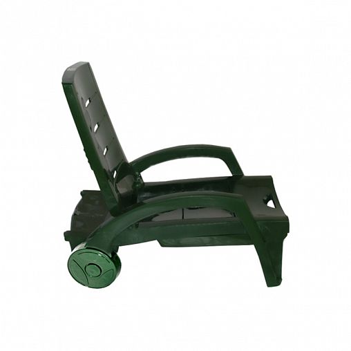 Шезлонг пластиковый складной на колесах  Стандарт Пластик 186 x 76,5 x 89 см темно-зеленый фото