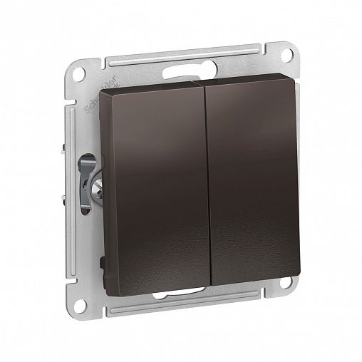 Переключатель 2-клавишный Systeme (Schneider) Electric Atlasdesign, встраиваемый, мокко фото