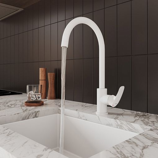 Смеситель для кухни Milardo Rora, с подключением к фильтру, белый матовый фото