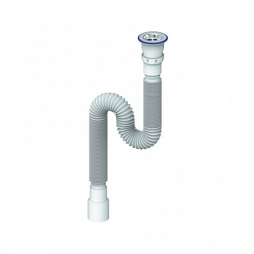 Сифон гофрированный для раковины Unicorn D240, с выпуском, 1 1/2" x 40 мм, 1500 мм фото