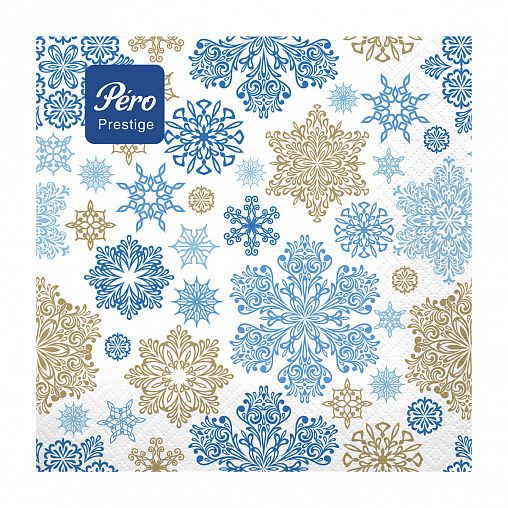 Салфетки бумажные сервировочные Pero Prestige Вальс снежинок, трехслойные, 20 шт фото