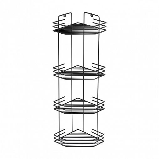 Полка в ванную угловая Рыжий кот, 4-х ярусная, 20,5 x 20,5 x 72 см, графит фото