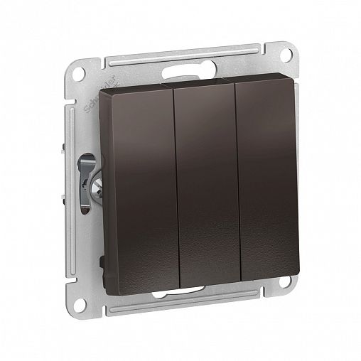 Выключатель 3-клавишный Systeme (Schneider) Electric Atlasdesign, встраиваемый, мокко фото