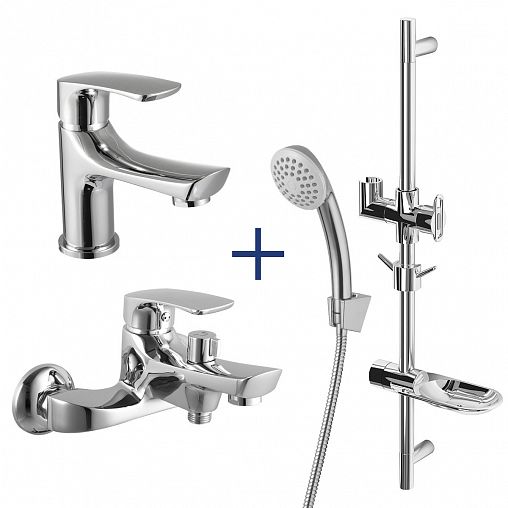 Набор смесителей Lemark Shape 3 в 1 LM1780C (для ванны, для раковины, душевой комплект), хром фото