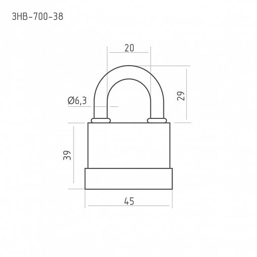 Замок навесной всепогодный Нора-М ЗНВ-700-38 45 мм, 3 ключа фото
