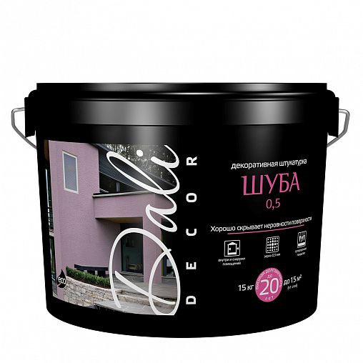 Штукатурка декоративная Dali-Decor Шуба, акриловая, белая, зерно 0,5 мм, 15 кг фото