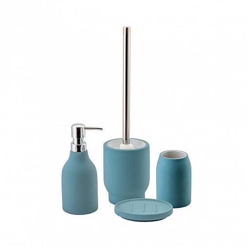 Туалетный набор Аквадекор Unna, ерш с подставкой, керамика/резина, светло-голубой фото
