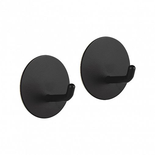 Крючок самоклеящийся Рыжий кот Круг, 4,5 x 4,5 x 2,5 см, набор 2 шт, черный фото