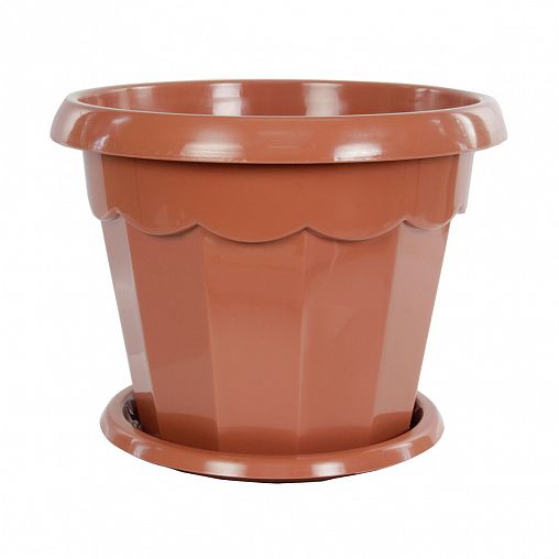 Горшок для цветов Альтернатива Гармония, с поддоном, 7 л, коричневый фото