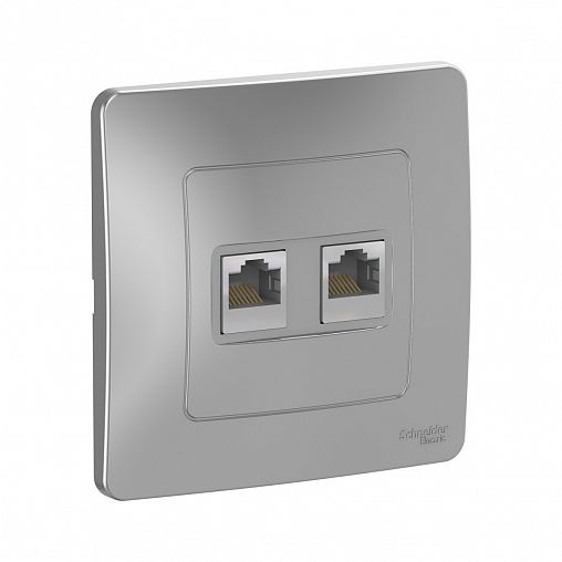 Розетка компьютерная RJ45 двойная Systeme (Schneider) Electric Blanca, встраиваемая, алюминий фото