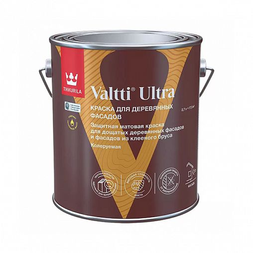Краска для деревянных фасадов Tikkurila Valtti Ultra, матовая, база С, бесцветная, 2,7 л фото