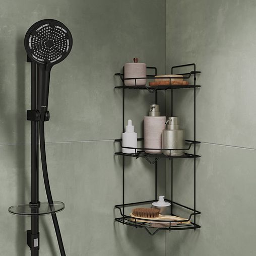 Душевой комплект Milardo Ideal Spa (стойка, лейка, шланг, держатель, мыльница), черный матовый фото