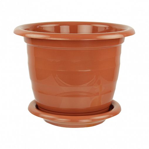 Горшок для цветов Альтернатива Виола, с поддоном, 10 л, коричневый фото