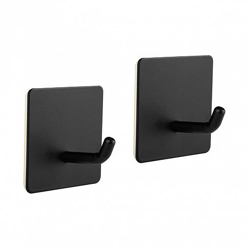 Крючок самоклеящийся Рыжий кот Квадрат, 4,5 x 4,5 x 2,5 см, набор 2 шт, черный фото