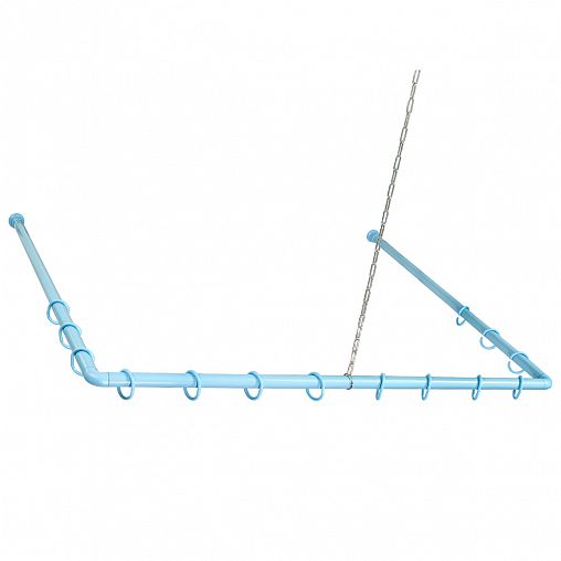 Карниз для ванной угловой Violet, с кольцами, 260 см, голубой фото