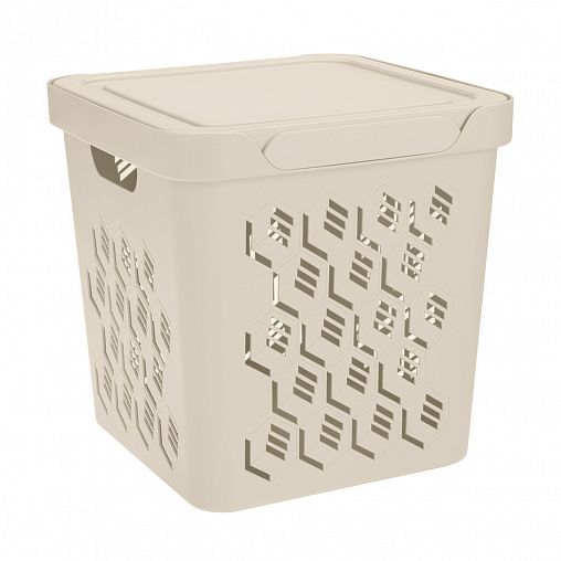 Ящик универсальный с крышкой Econova Deluxe, 286 x 286 x 286 мм, 18 л, бежевый фото