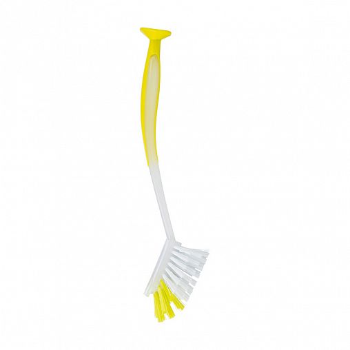 Щетка мытья для посуды Рыжий кот KB-11, на присоске, 290 x 80 x 65 мм, желтая фото