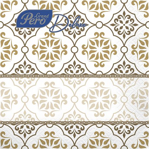 Салфетки бумажные сервировочные GrandPero Deluxe Дамасск, трехслойные, 20 шт фото