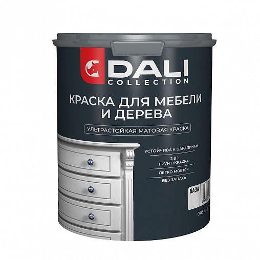 Краска для дерева и мебели Dali Collection, акриловая, база С, бесцветная, 0,85 л фото