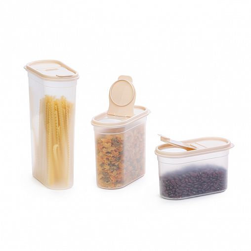 Емкость для сыпучих продуктов Альтернатива Фиеста, с клапаном, 1,2 л, бежевая фото