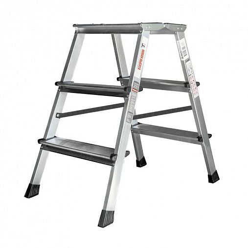 Стремянка двухсторонняя Новая высота NV 2120, алюминиевая, 2 x 3 ступени, 2,66 м фото