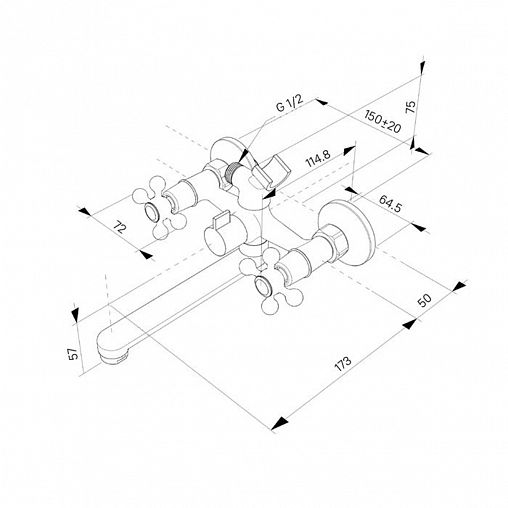 Смеситель для ванны с душем Milardo Duplex DUPSB02M02, двухвентильный, хром фото