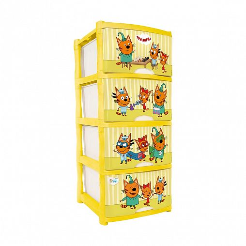 Комод детский четырехсекционный Plast Team Baby Три кота, 50 x 41,5 x 55,5 см фото