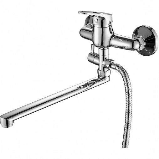 Смеситель для ванны с душем Fashun A2113, с длинным изливом, хром фото