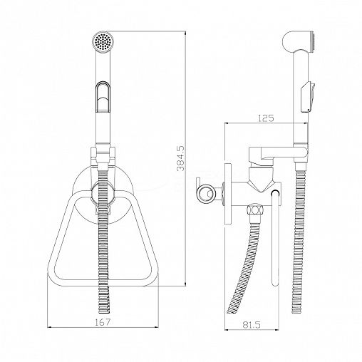 Гигиенический душ Rossinka X25-55, с полотенцедержателем, однорычажный, хром фото