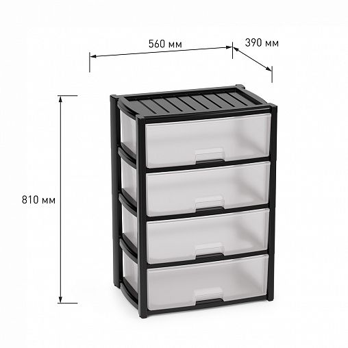 Комод четырехсекционный Альтернатива Колорит, 56 x 39 x 81 см, черный фото
