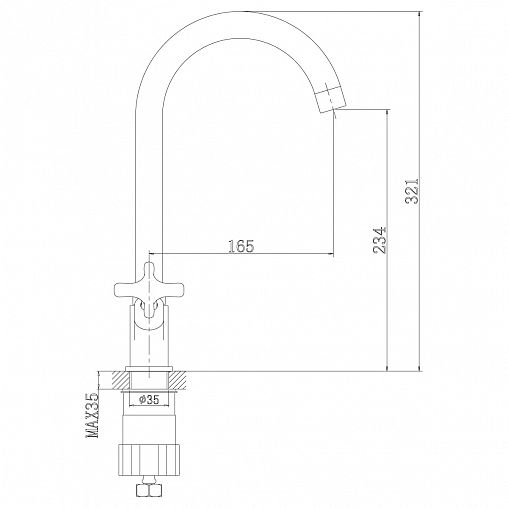 Смеситель для кухни Rossinka RS39-72U, двухвентильный, хром фото