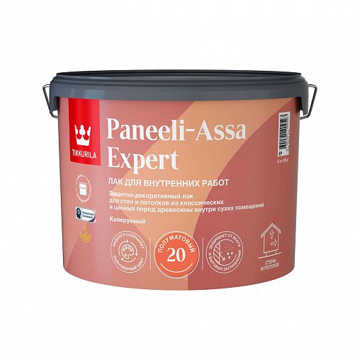 Лак для дерева Tikkurila Paneeli-Assa Expert (Панели-Ясся), акрилатный, полуматовый, база EP, 9 л фото