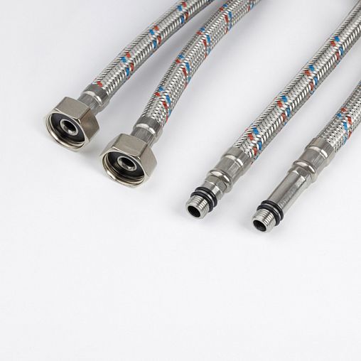 Гибкая подводка для смесителя IDDIS, латунь, 100 см, гайка-штуцер, 2 шт фото