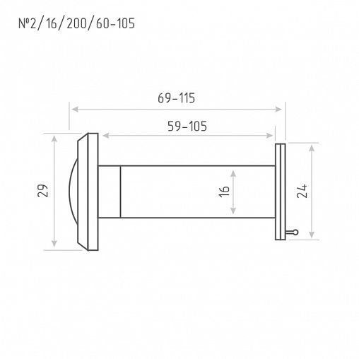 Дверной глазок со шторкой Нора-М №2/16/200/60-105, хром фото