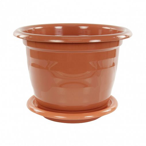 Горшок для цветов Альтернатива Виола, с поддоном, 5 л, коричневый фото