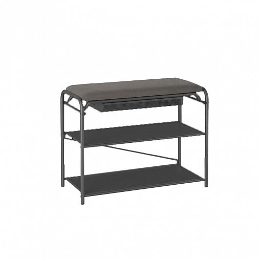 Подставка для обуви ЗМИ Гранада 23В_НБК, 2-х полочная, сиденье, ящик, 65 x 31 x 50 см, каркас графит фото