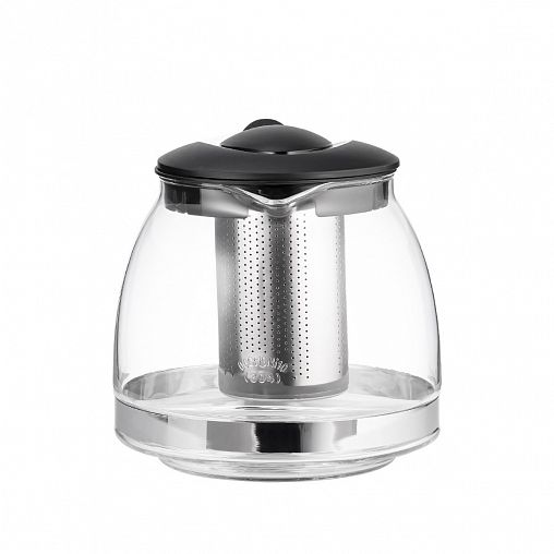 Чайник заварочный Lara, стеклянный, фильтр-нержавейка, 1,25 л, черный фото