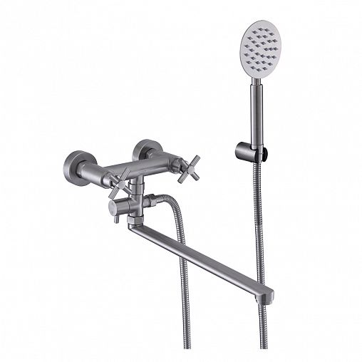 Смеситель для ванны с душем Fashun A52228, с длинным изливом, сатин фото