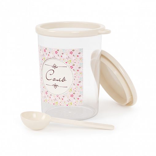 Банка для сыпучих продуктов Альтернатива Ассорти, с ложкой, 1 л, соль фото