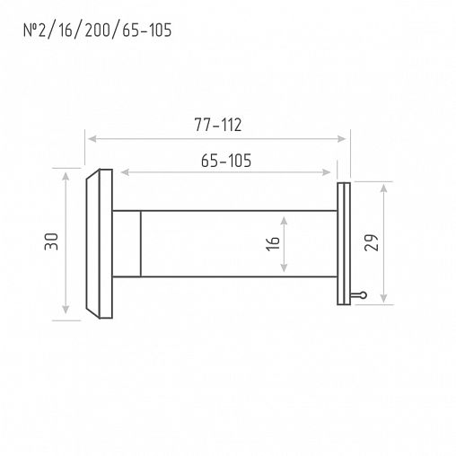 Дверной глазок со шторкой Нора-М №2/16/200/60-105, хром фото
