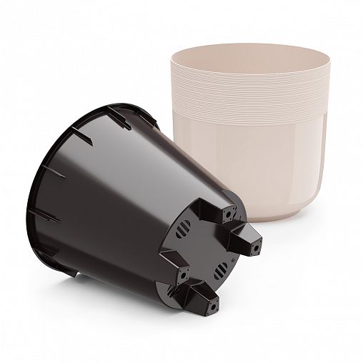 Горшок для цветов Альтернатива Линель, с автополивом, 4,5 л, бежевый фото