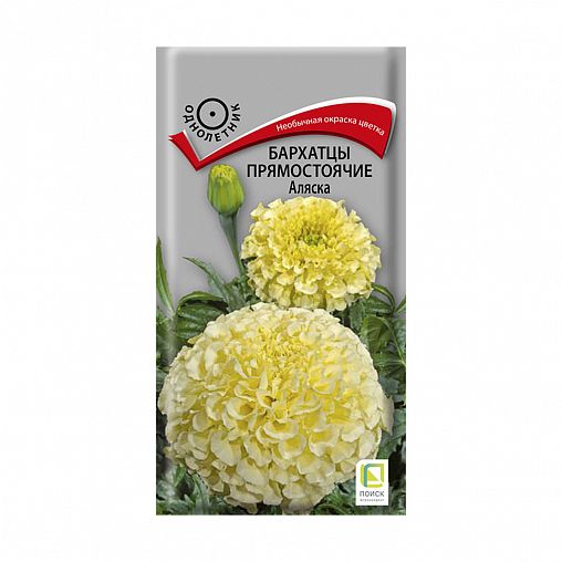 Семена цветов Бархатцы прямостоячие Аляска Поиск, 0,4 г фото