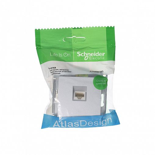 Розетка компьютерная RJ45 Systeme (Schneider) Electric Atlasdesign, встраиваемая, алюминий фото