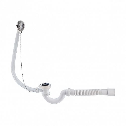 Сифон для ванн Wirquin, S-образный, 1 1/2" x 40 мм, с переливом, с гофротрубой 550 мм фото